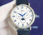 Swiss Replica IWC Portugieser Perpetual Calendar White Dial Black Leather Watch